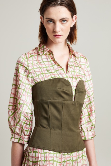 Top bustier in gabardina di cotone