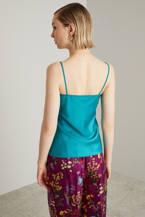 Top in enver satin con pizzo