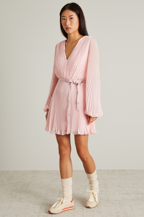 Abito corto in chiffon plissè