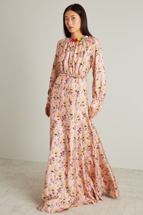 Maxi abito in seta floreale