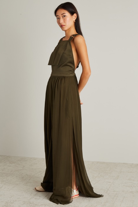 Tuta gabardina di cotone e chiffon seta