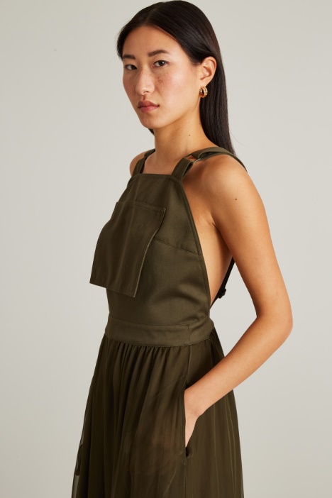 Cotton gabardine and silk chiffon jumpsuit Intrend - 2