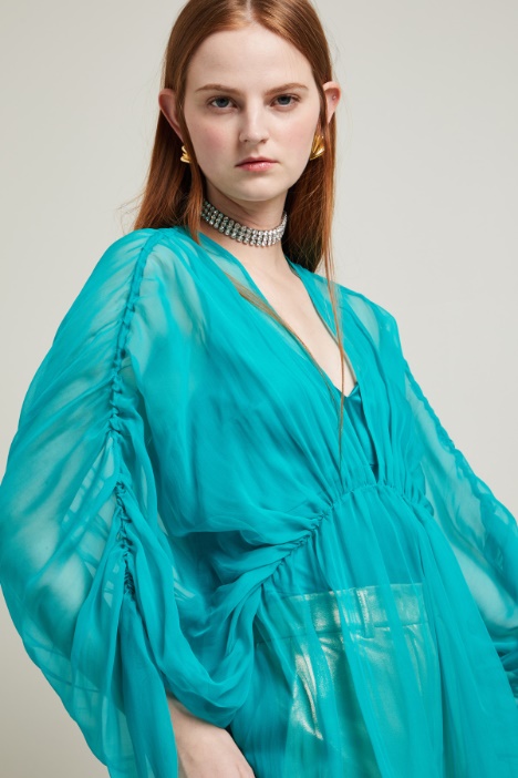 Blusa in chiffon con coulisse