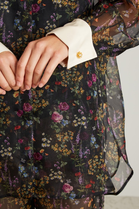 Camicia oversize in organza stampata