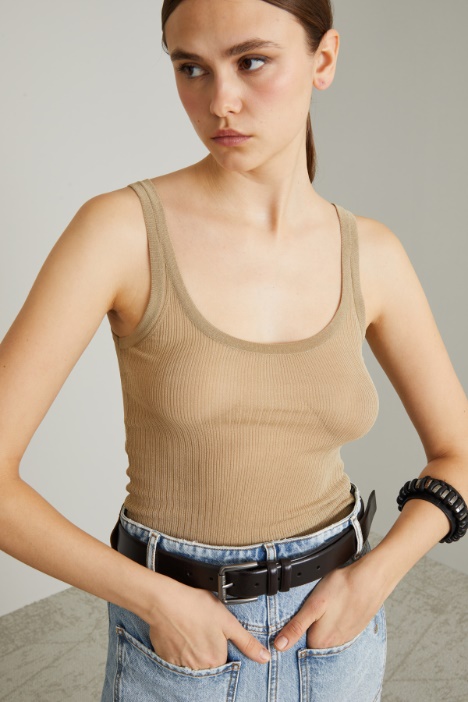 Canotta in maglia crépe