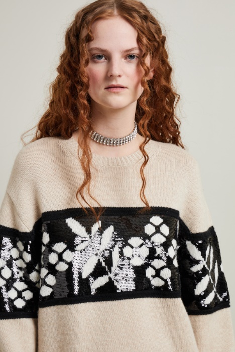 Maglia jacquard con paillettes