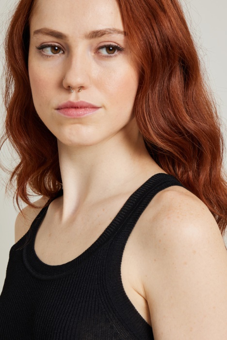 Canotta crépe a costine