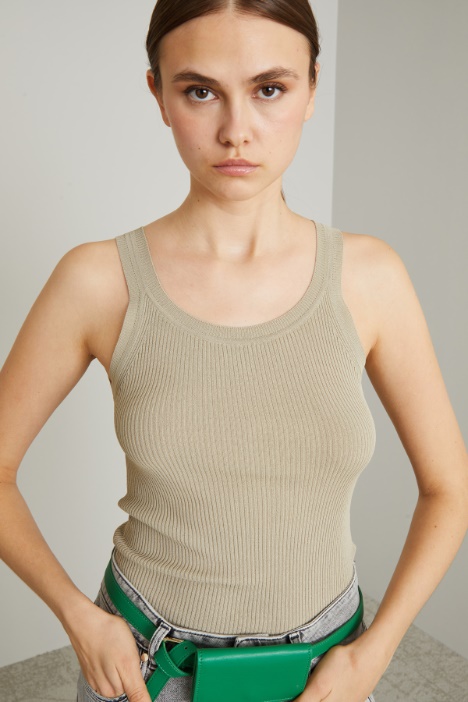 Canotta crépe a costine