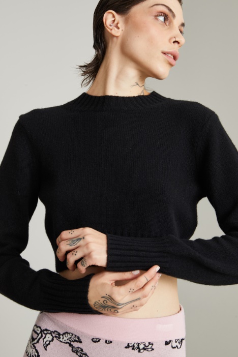 Maglia cropped in cashmere
