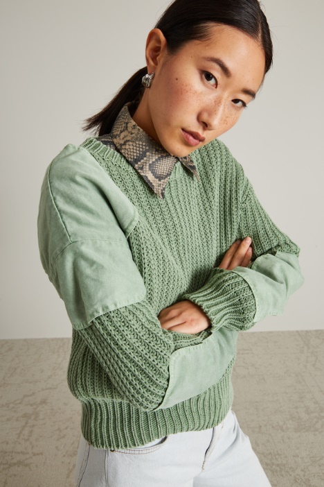 Maglia in cordonetto con toppe