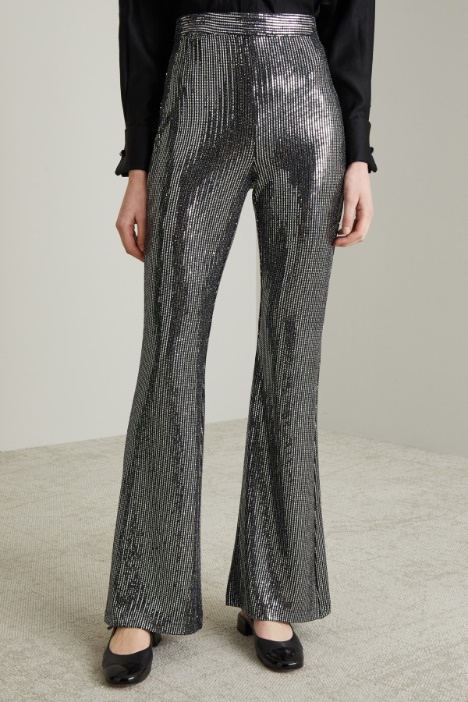 Pantaloni flare con paillettes