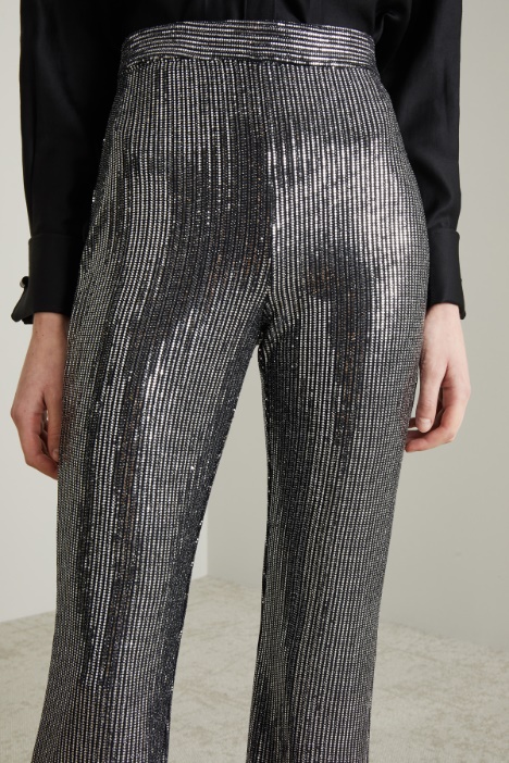 Pantaloni flare con paillettes