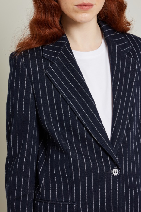 Giacca gessata in misto cotone