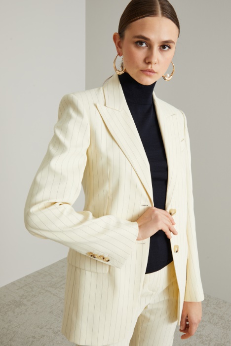 Blazer sfiancato in tela gessata