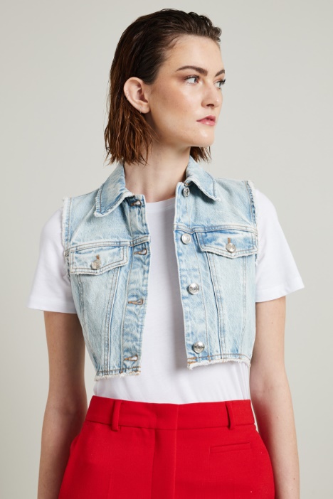 Gilet cropped in denim