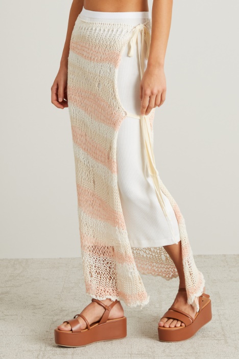 Gonna a pareo in maglia a rete