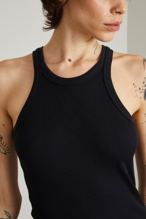 Canotta in jersey misto seta