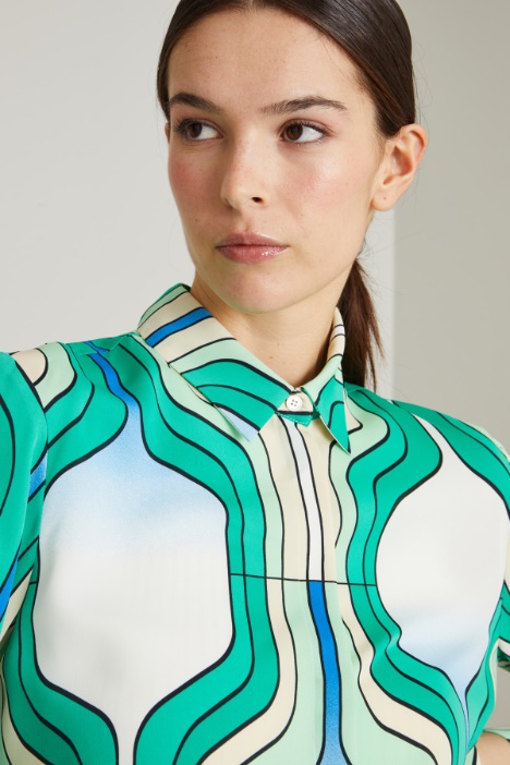 Camicia in enver satin a fantasia