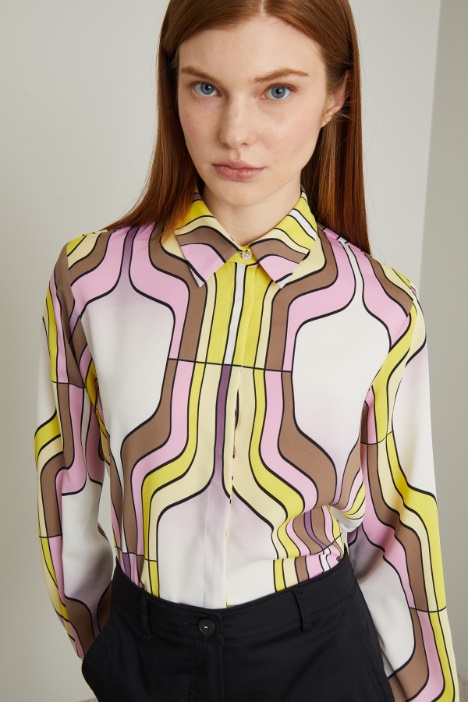 Camicia in enver satin a fantasia