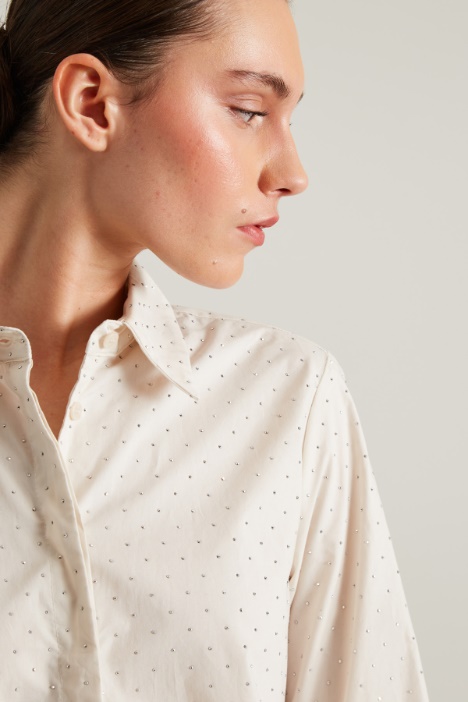 Camicia in popeline con strass