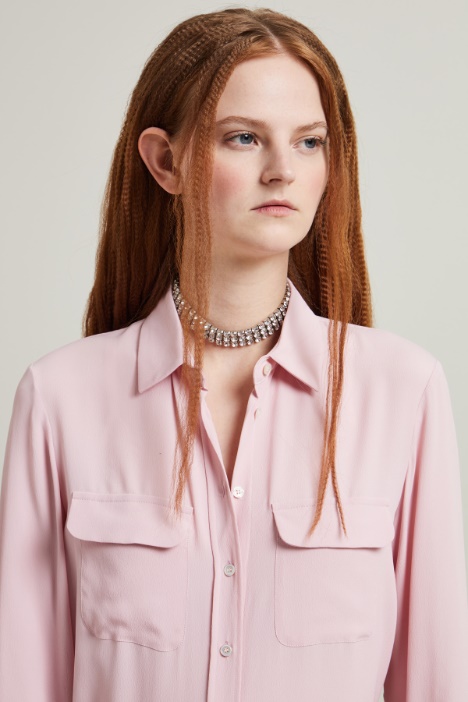 Blusa in crépe di misto seta