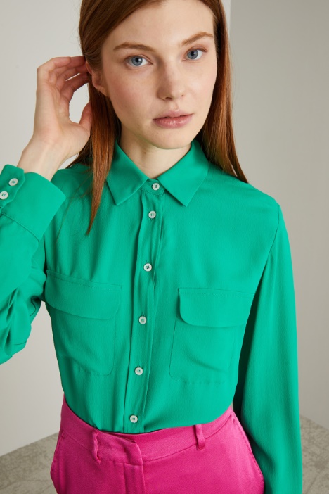 Blusa in crépe di misto seta