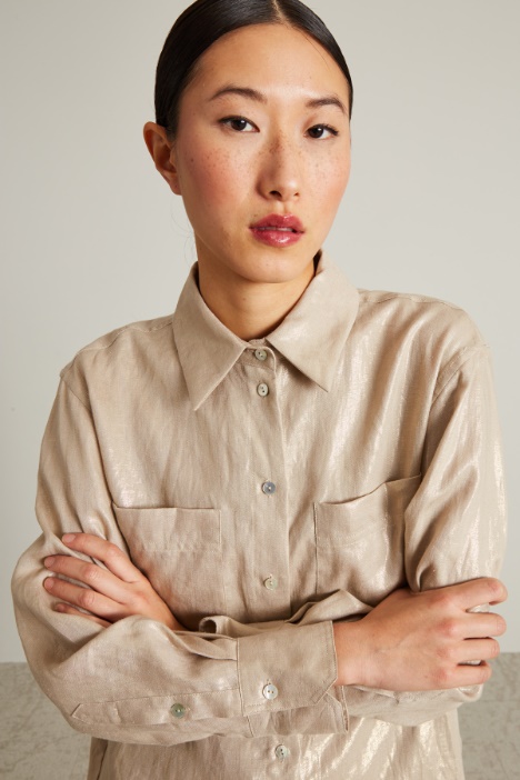 Camicia in tela di lino laminato