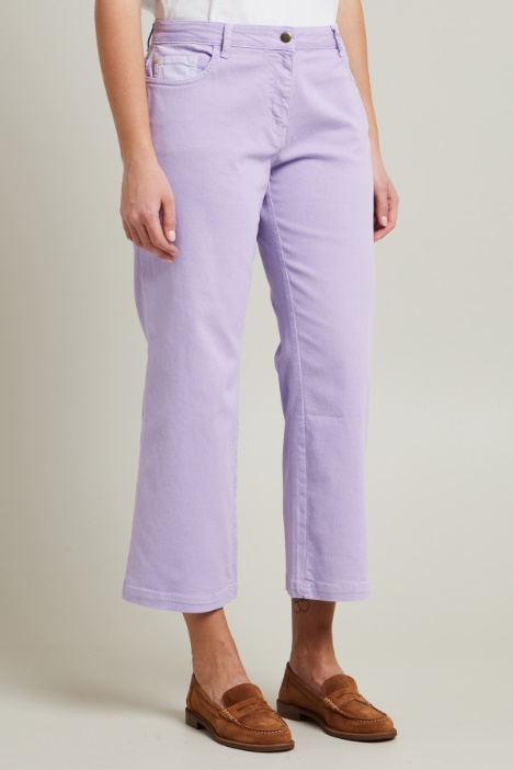 Pantaloni cropped in drill