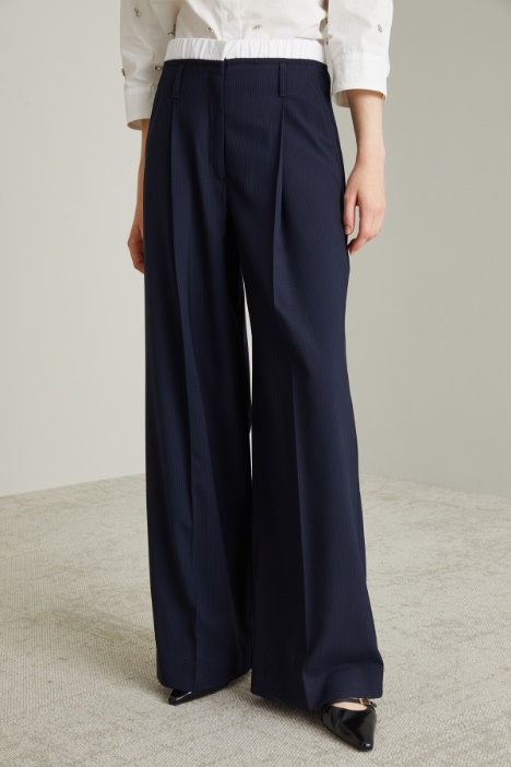 Pantaloni con cintone in popeline