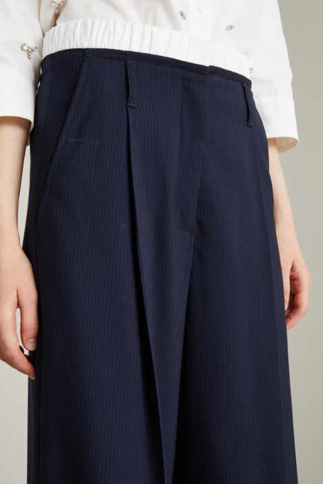 Pantaloni con cintone in popeline