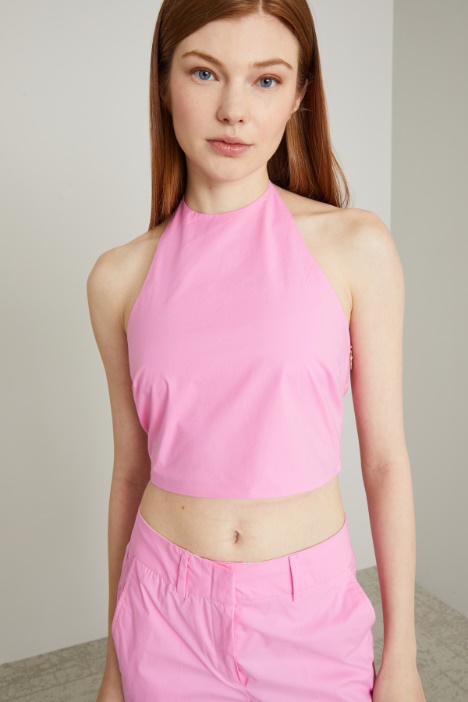 Top cropped in popeline