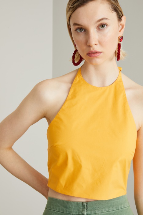 Top cropped in popeline