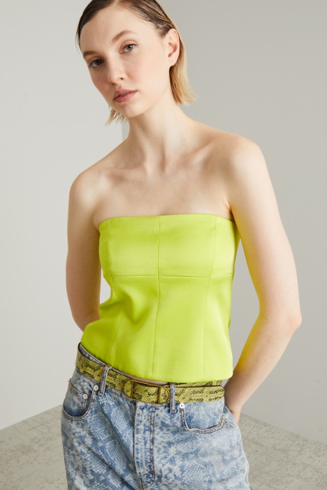 Top bustier con piume