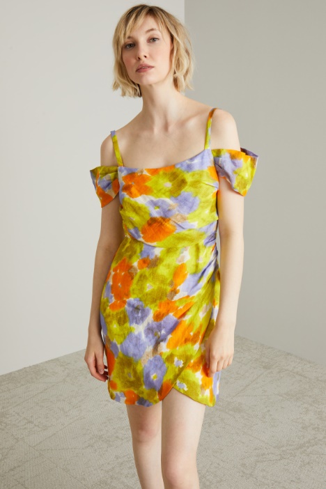 Abito off shoulder stampato