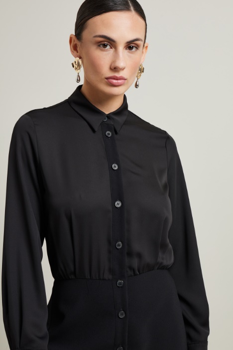 Vestido crepé y cady