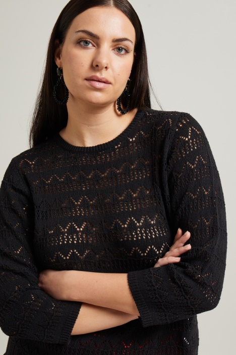 Jersey con calado en hilo de mezcla de algodón