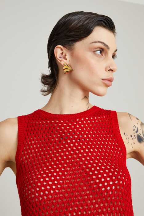 Gilet in maglia con frange