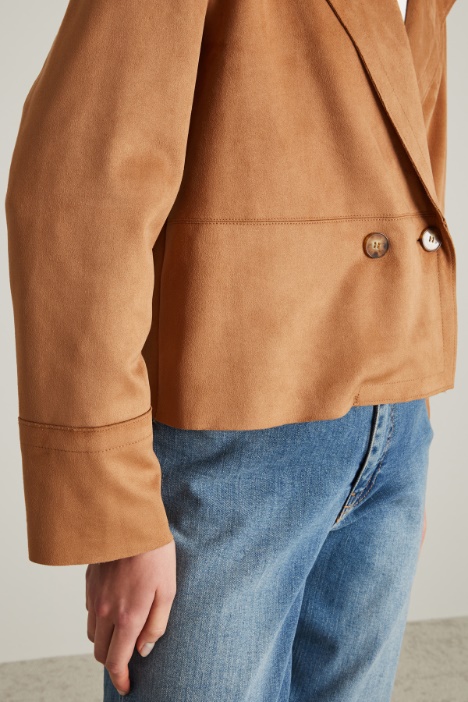 Blazer dritto in jersey dal finish vellutato