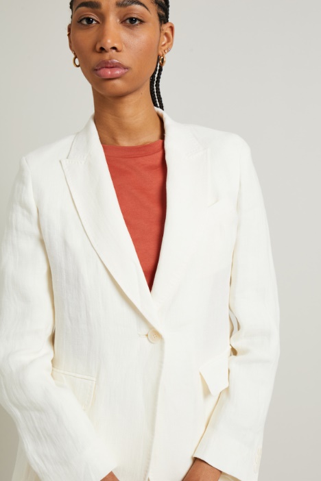 Blazer de lino de botonadura simple