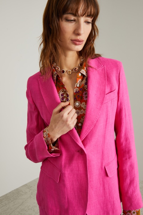 Blazer de lino de botonadura simple