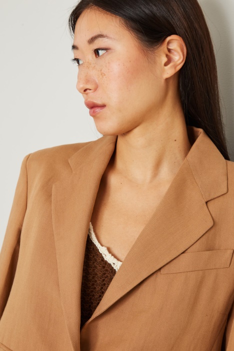 Blazer corto in misto lino