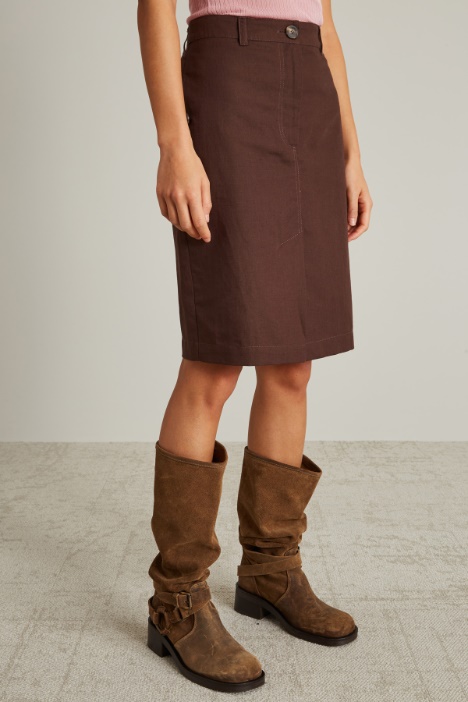 Gonna dritta in tela di lino