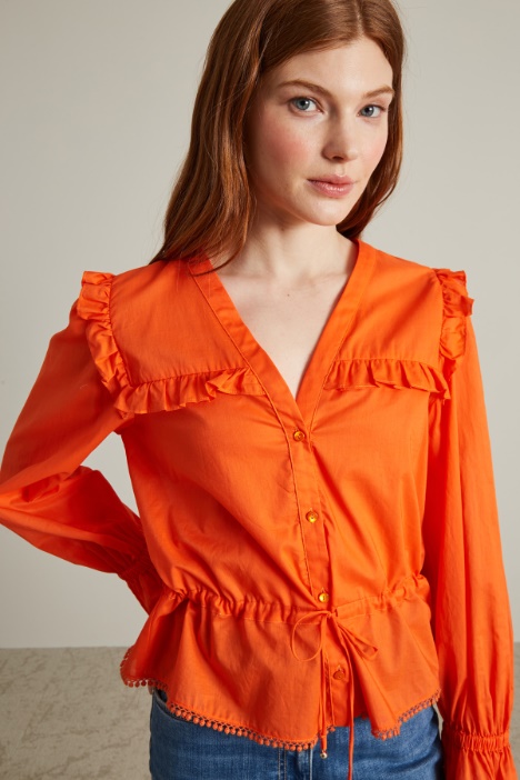 Camicia in mussola con rouches