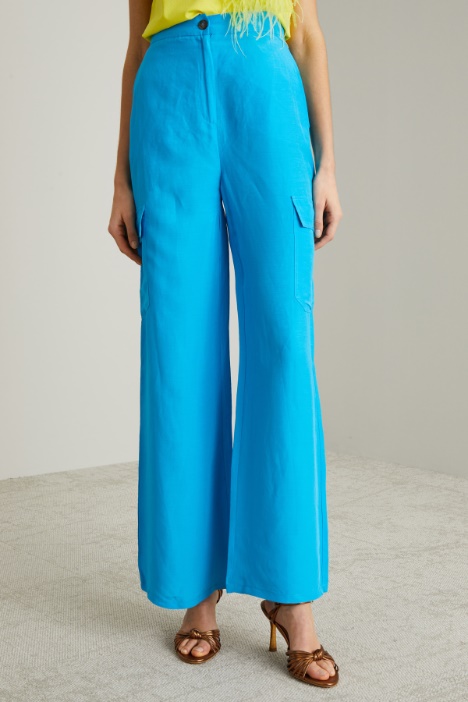 Pantaloni cargo in lino