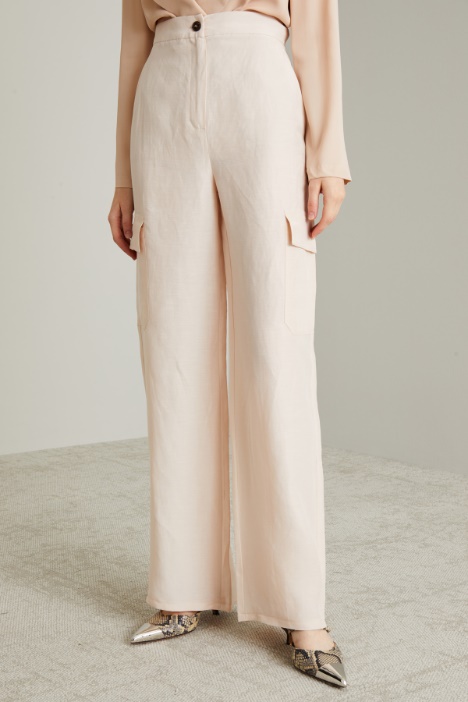 Pantaloni cargo in lino