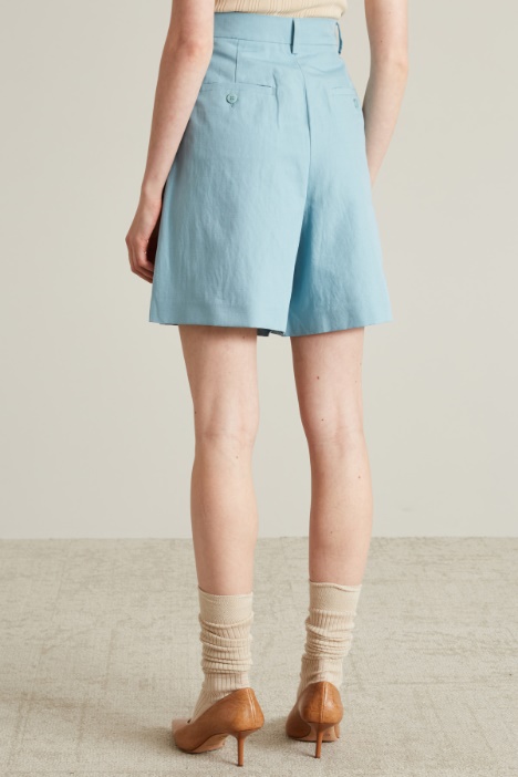 Bermuda in canvas di cotone e lino