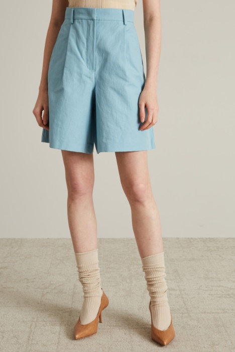 Bermuda in canvas di cotone e lino