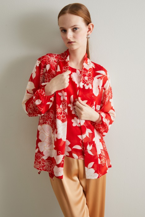 Spolverino in georgette stampata