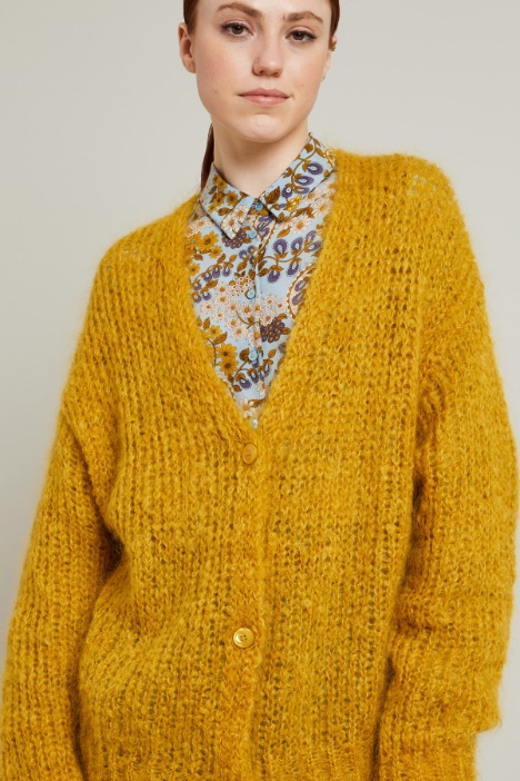 Cardigan garzato in mohair