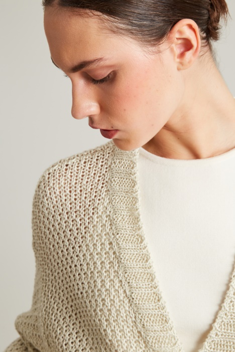 Cardigan in lino con cintura